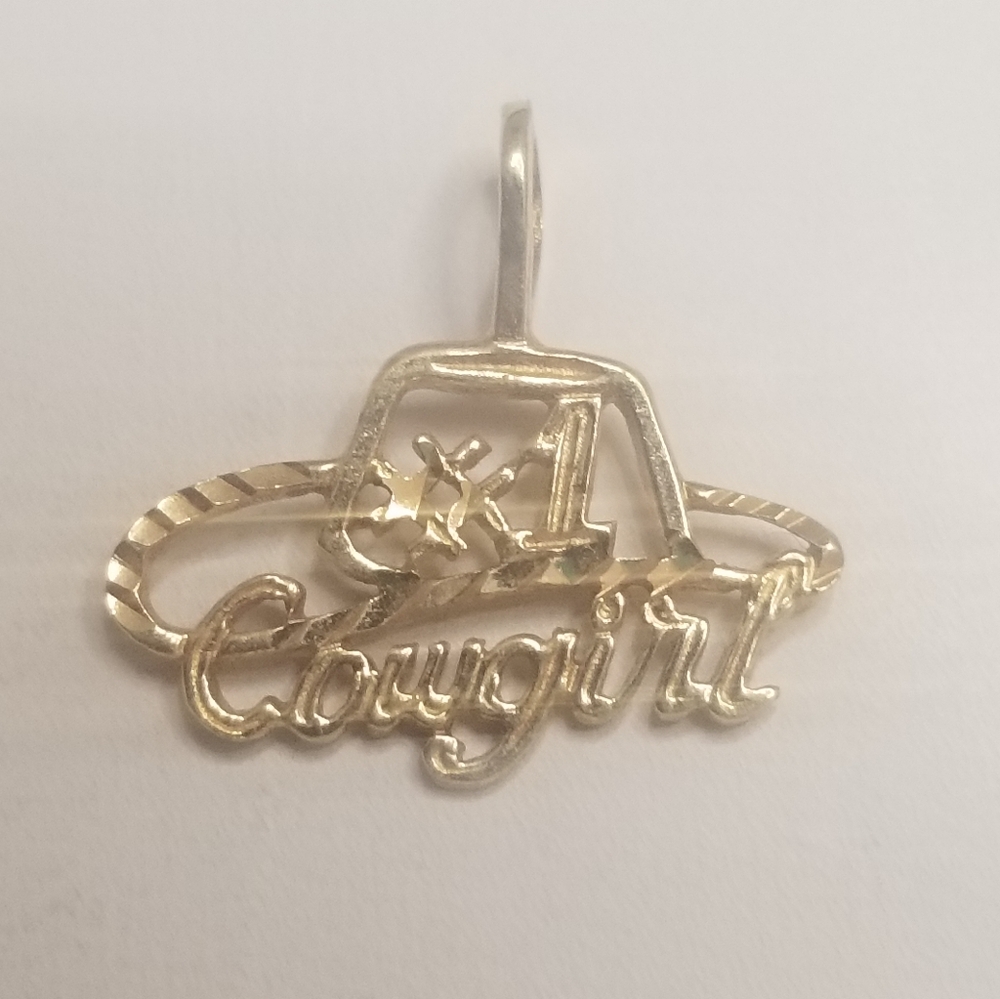 14K Gold #1 Cowboy Hat Pendant - Picture 3 of 8